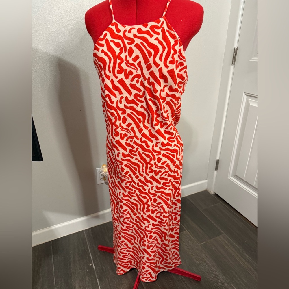 Band of the Free Orange & Cream Patterned Slip Women's Dress size Large